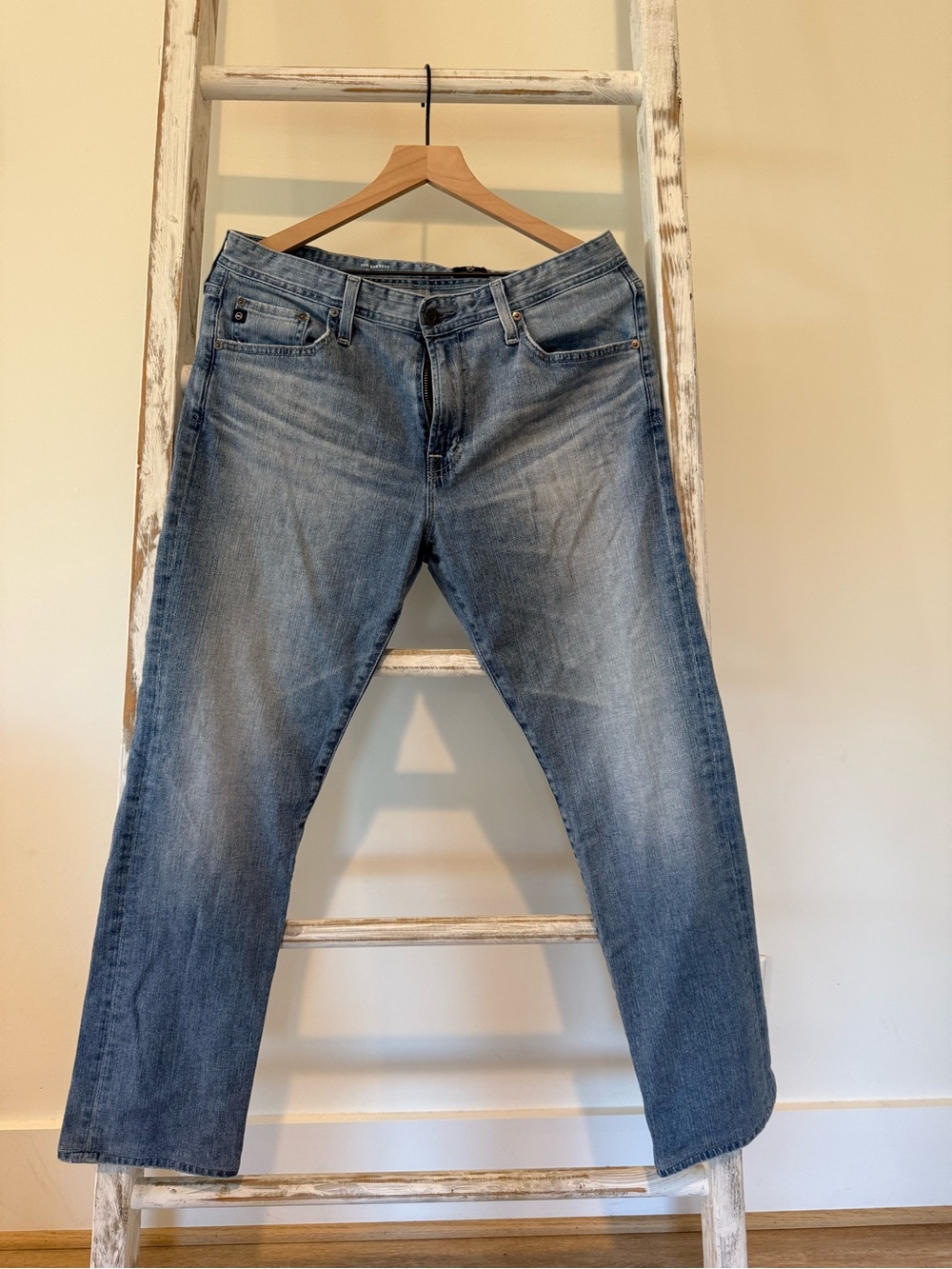Ag Adriano Goldschmied Men's Light Blue Straight Jeans